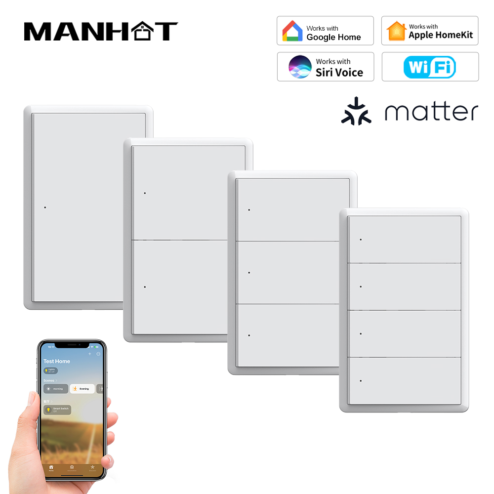 Smart Light Switch Wifi - MANHOT 홈킷 WiFi 스마트 스위치 (중성선