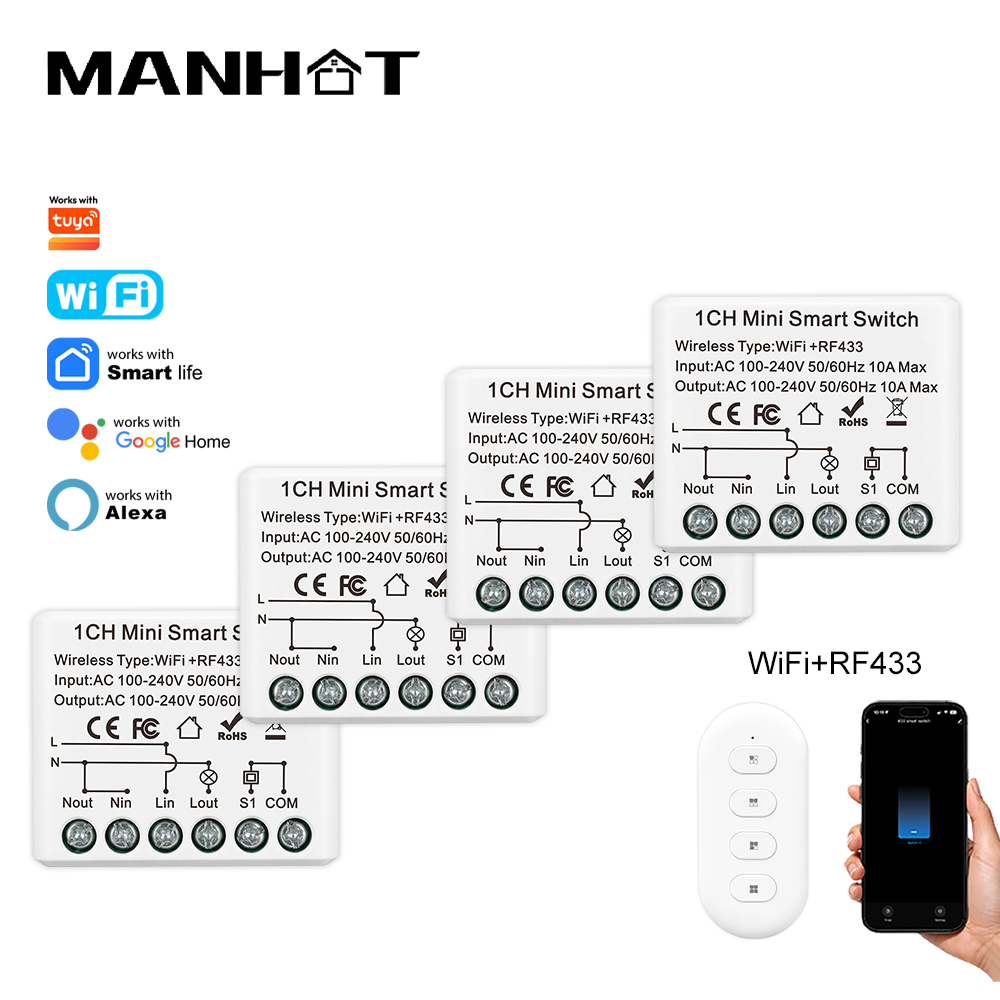 10A 미니 WIFI 스마트 스위치 RF433Mhz 무 - Smart Light Switch Wifi 리뷰 및 가격