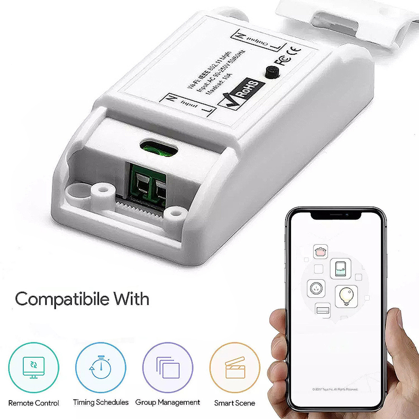 1개입, Wi-Fi 스마트 스위치 커넥터, 흰색, 원격 - Smart Light Switch Wifi 리뷰 및 가격